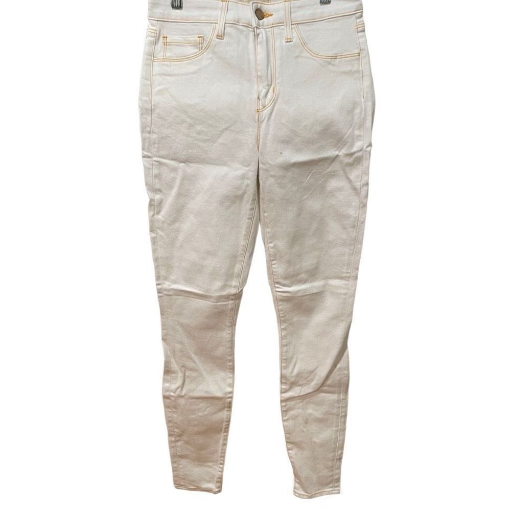 L’Agence Jeans Womens 25 Marguerite White Gold Stitching High Waist Stretch SAMP